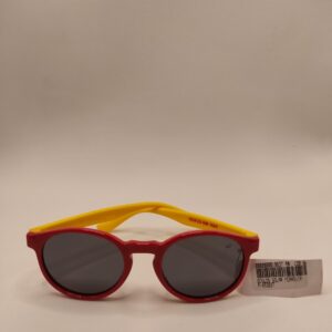 Óculos Solar Infantil Oval Vermelho com Arte Amarela