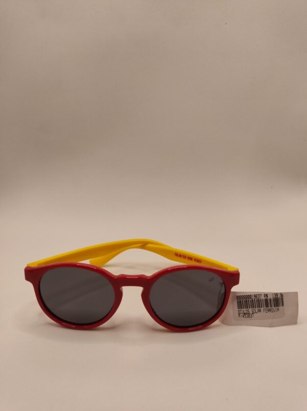 Óculos Solar Infantil Oval Vermelho com Arte Amarela