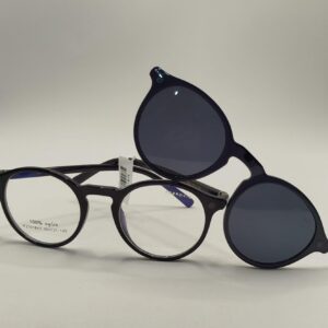 Armação Acetato Total Clip-on Oval Preto Liso