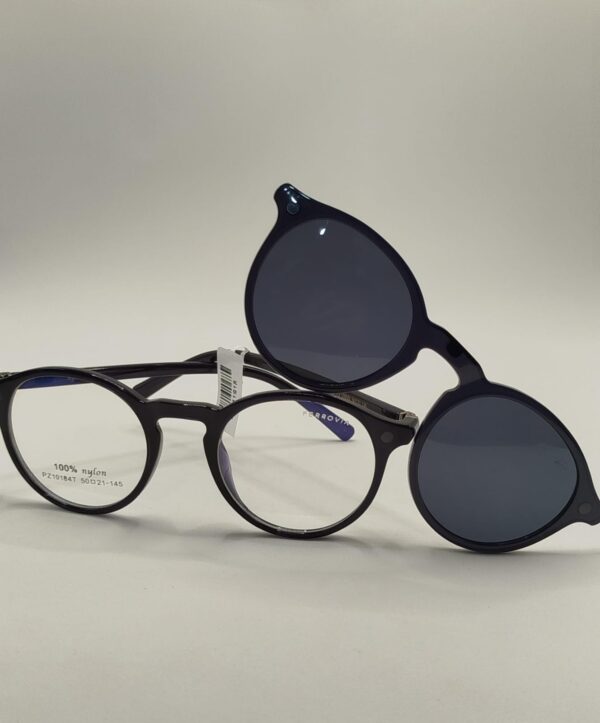 Armação Acetato Total Clip-on Oval Preto Liso