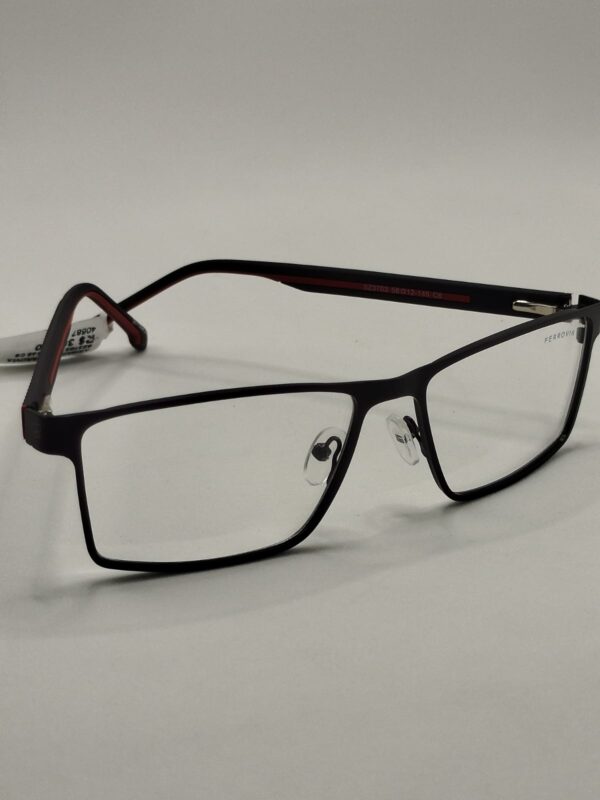 Armação Metal Preto com Arte Acetato Preto com Vermelho
