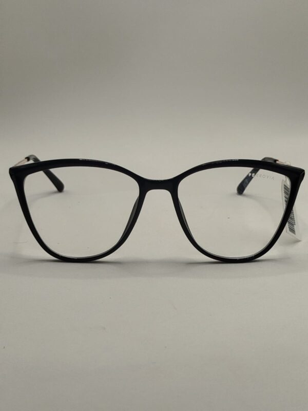 Armação Acetato Oval Grande Preto Liso Gatinho  com Arte Metal Ferrovia Ref.12086424095318140