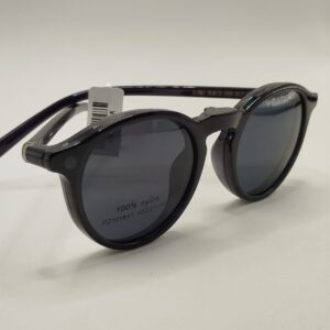 Armação Acetato Total Preto Oval Clip-on Liso
