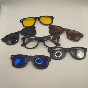 Armação Clip-on Quadrado Preto Fosco Ferrovia com 5 Peças