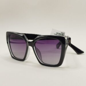 Óculos Solar Quadrado Gatinho Acetato Liso Preto Ferrovia