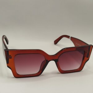 Óculos Solar Quadrado Ferrovia Liso Marrom com Arte Larga Grande