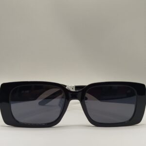 Óculos Solar Quadrado Acetato Liso Preto Grande