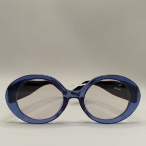 Óculos Solar Oval Azul Com Preto Acetato Liso Ferrovia