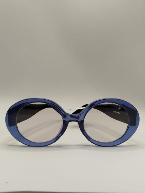 Óculos Solar Oval Azul Com Preto Acetato Liso Ferrovia