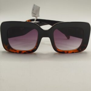 Óculos Solar Quadrado Preto com Marrom Liso Arte Caroçuda Ferrovia FRV