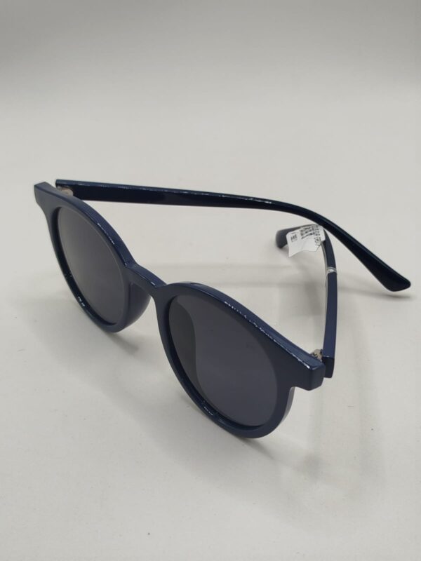 Óculos Solar Oval Azul Escuro Liso Acetato Ferrovia