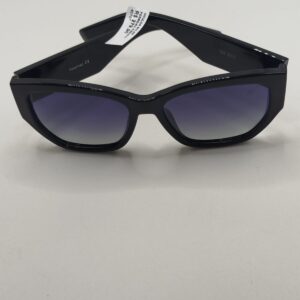 Óculos Solar Acetato Liso Gatinho Com Arte Larga Preto Grande