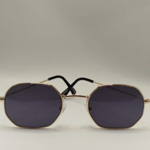 Óculos Solar Quadrado Prata com Lente Cinza Metal Ferrovia