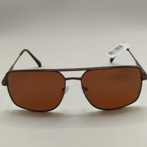 Óculos Solar Metal Quadrado Aviador Marrom Aço Fino