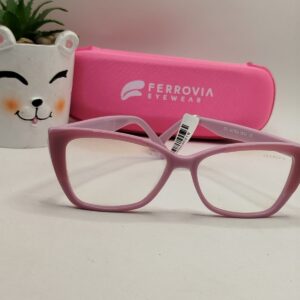Armação Acetato Liso Rosa Com Detalhe Vinho Infantil Feminino Ferrovia
