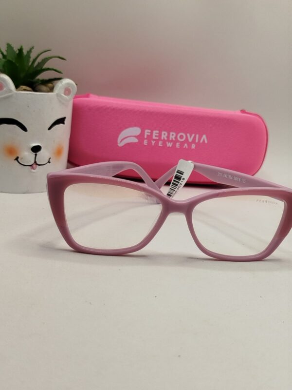 Armação Acetato Liso Rosa Com Detalhe Vinho Infantil Feminino Ferrovia