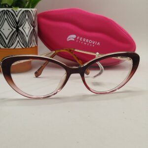 Armação Acetato com Arte Aço Marrom Com Nude Rosa