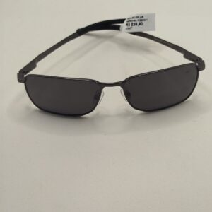 Óculos Solar Metal Quadrado Preto com Lentes Cinza Médio
