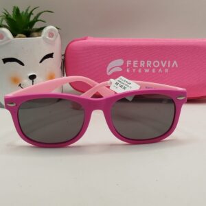 Óculos Solar Quadrado Fosco Pink Com Arte Rosa Feminino Infantil