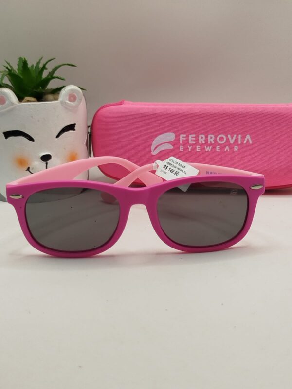 Óculos Solar Quadrado Fosco Pink Com Arte Rosa Feminino Infantil