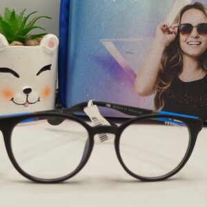 Armação Oval Fosco Preto com Detalhe Azul Infantil Ferrovia