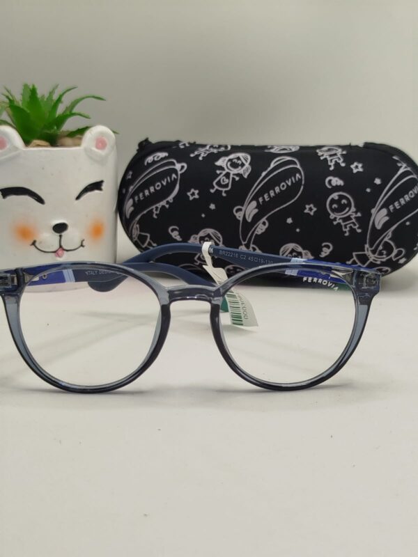 Armação Oval Infantil Liso Cinza Com Azul Arte Azul