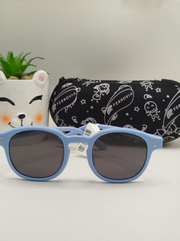 Óculos Solar Quadrado Fosco Azul Bebê Infantil Ferrovia