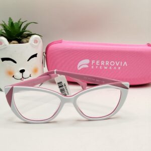 Armação Acetato Liso Gatinho Rosé Com Branco Infantil Feminino Ferrovia