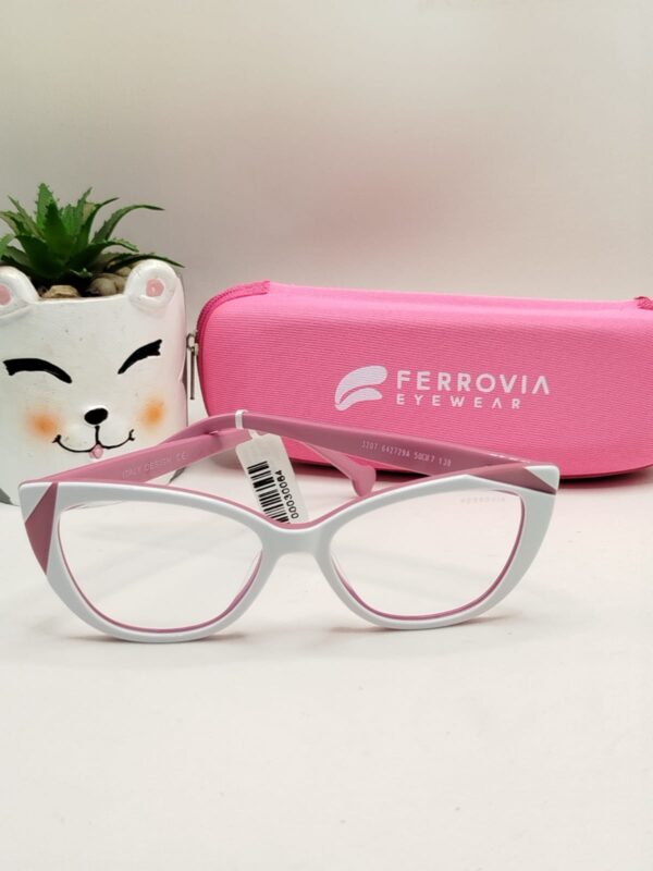Armação Acetato Liso Gatinho Rosé Com Branco Infantil Feminino Ferrovia