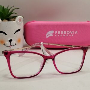 Armação Acetato Liso Pink Com Arte Ferro Infantil Feminino Ferrovia