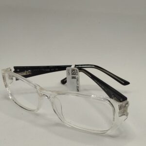 Armação Acetato Quadrado Senhora Transparente com Arte Preta Detalhe Em Ferro