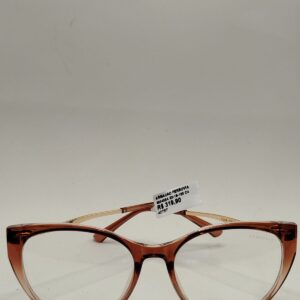 Armação Acetato Nude com Marron Gatinho Com a Arte Dourada Metal Ferrovia
