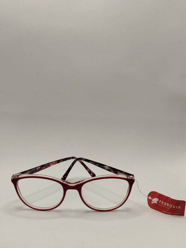 Armação Acetato Oval Vermelho Com Arte Rajada Ferrovia