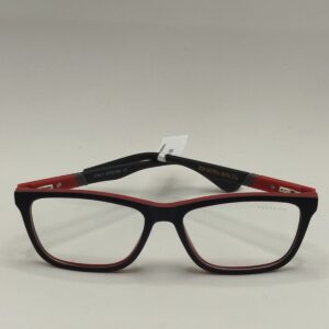 Armação Acetato Infantil Quadrado Fosco Preto Com Vermelho Ferrovia