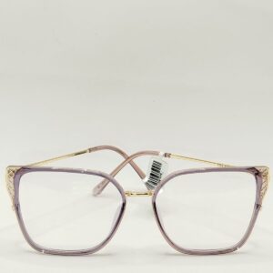 Armação Acetato Quadrado Lilás Com Dourado Arte Metal Ferrovia