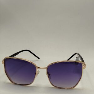 Óculos Solar Metal Gatinho Cromado Ouro e Preto Lente Azul- Ferrovia. RF.2209 436307