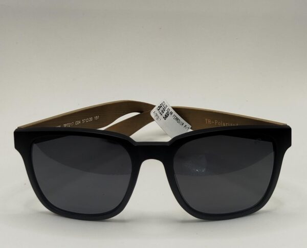 Óculos Solar Masculino em Acetato Fosco – Preto com Arte Madeirada Verde | Formato Quadrado Grande | Lente TR-Polarizada Ref.TP7217 C045720151