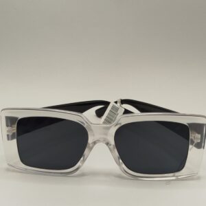 Óculos Solar Quadrado Transparente com Arte Preta Prata Grande- Ferrovia Ref.12034362229