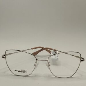Armação Metal Fino Gatinho Aço Cirurgico Prata Com Arte Nude Creme Feminino. Rf. 4208 580072A 5218 140 C23