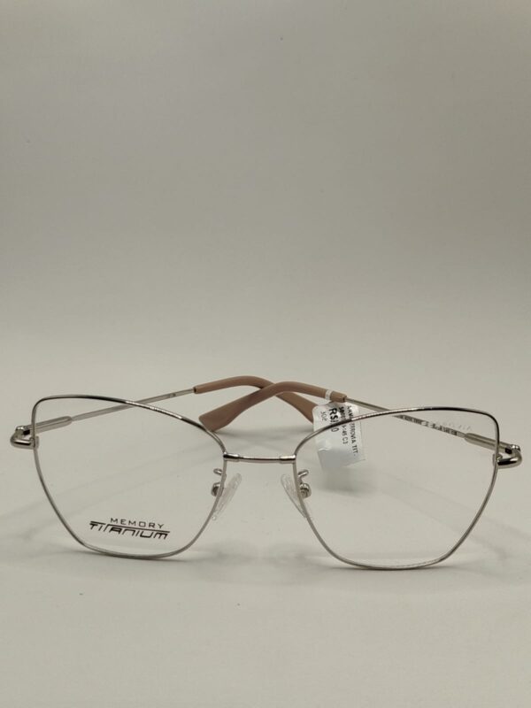 Armação Metal Fino Gatinho Aço Cirurgico Prata Com Arte Nude Creme Feminino. Rf. 4208 580072A 5218 140 C23