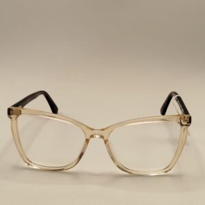 Armação Acetato Quadrado Gatinho Transparente Arte Marrom ponta Vermelha. RF. 2207 642552 5317 140
