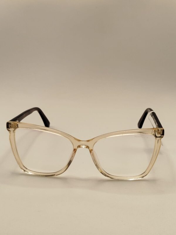 Armação Acetato Quadrado Gatinho Transparente Arte Marrom ponta Vermelha. RF. 2207 642552 5317 140