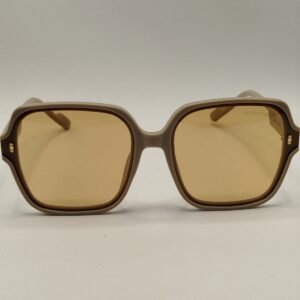 Óculos Solar Quadrado Bege Fosco Com Marron Ferrovia. Rf. 3211 642807