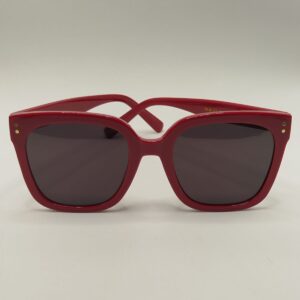 Óculos Solar Quadrado Vermelho com Lentes Cinzas Ferrovia. Rf. 2210 790211