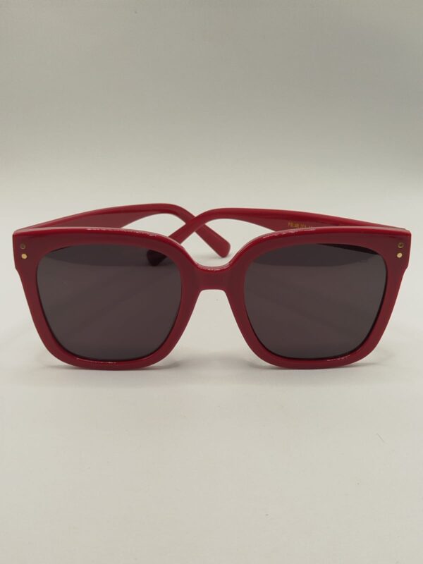 Óculos Solar Quadrado Vermelho com Lentes Cinzas Ferrovia. Rf. 2210 790211