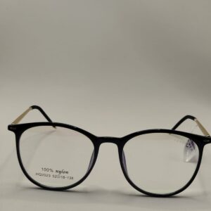 Armação Acetato Liso Preta Com Metal Arte Aço Oval