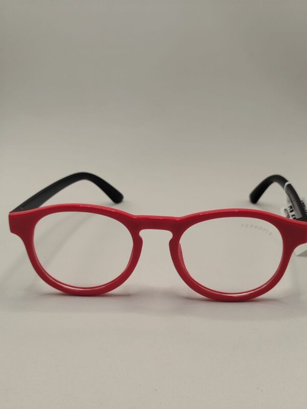 Armação Oval Infantil Vermelho, C/ Arte Preto Liso. Médio. Rf. 5204 580483A 4418 129 C1