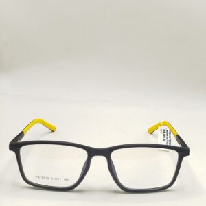 Armação Acetato Quadrado Médio Fosco Preto com Amarelo