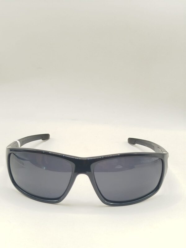 Óculos Solar Curvado Preto Liso  Grande com Detalhe Cinza REf.FR7003c1