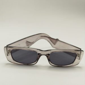 Óculos Solar Acetato Cinza Liso Transparente Pequena Retangular Ref.1211436264